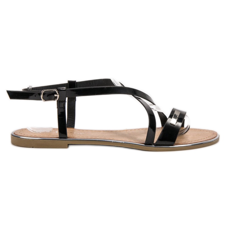 Anesia Paris Lackerade platta sandaler svart