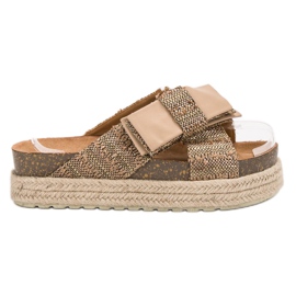 Vices Textil tofflor på plattformen brun