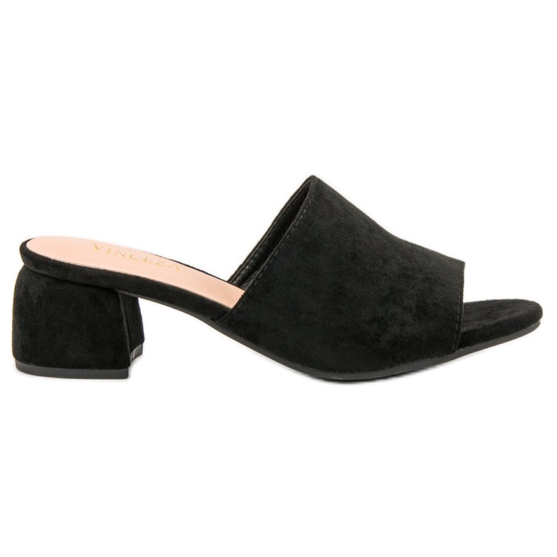 Mocka tofflor på VINCEZA -inlägget svart
