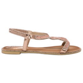 SHELOVET Dekorerade sandaler med gummiband rosa