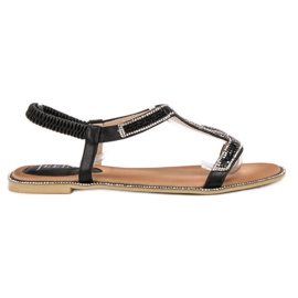 SHELOVET Dekorerade sandaler med gummiband svart