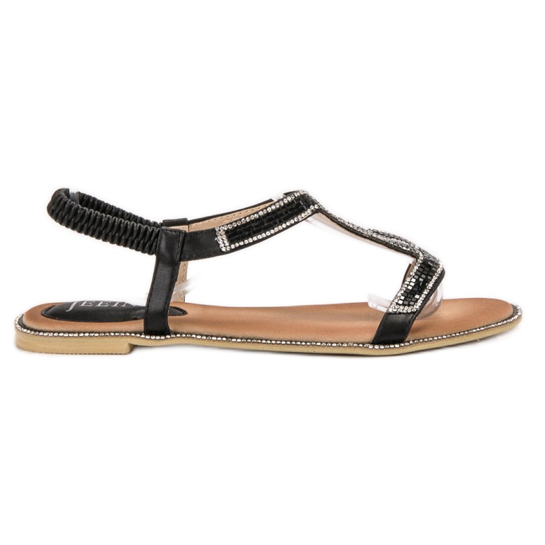 SHELOVET Dekorerade sandaler med gummiband svart