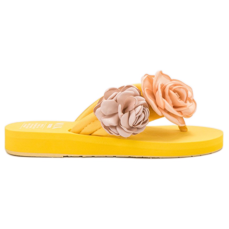 SHELOVET Lätta flip-flops med blommor gul