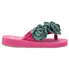 SHELOVET Lätta flip-flops med blommor rosa