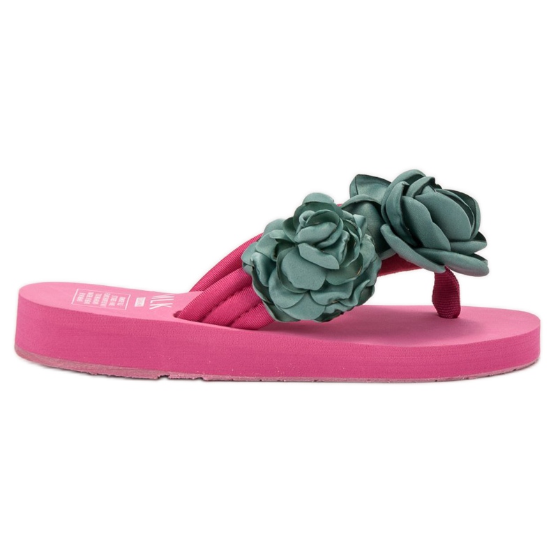 SHELOVET Lätta flip-flops med blommor rosa