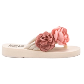 SHELOVET Lätta flip-flops med blommor brun