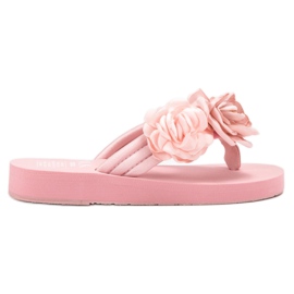 SHELOVET Lätta flip-flops med blommor rosa
