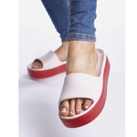 Crocs Krokband Plattform Slide 6QB knappt rosa paprika mångfärgad
