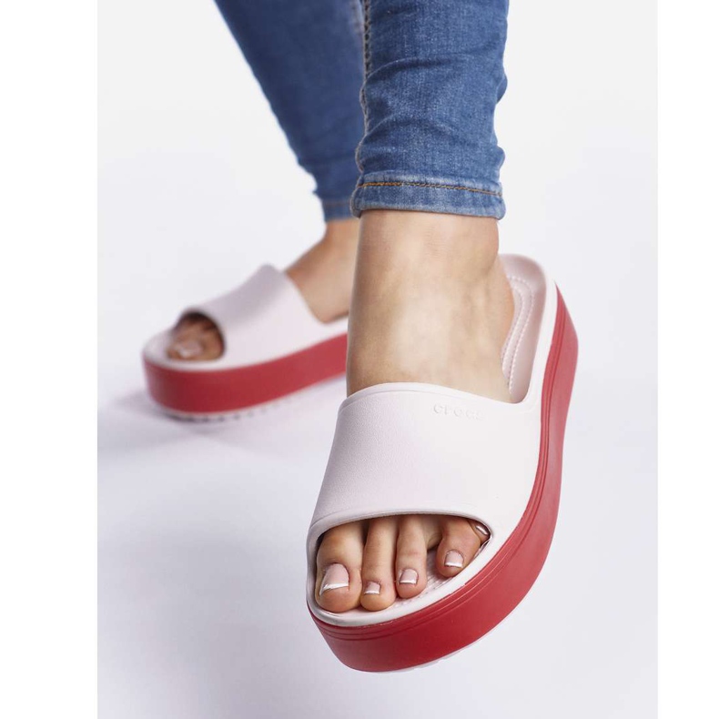 Crocs Krokband Plattform Slide 6QB knappt rosa paprika mångfärgad