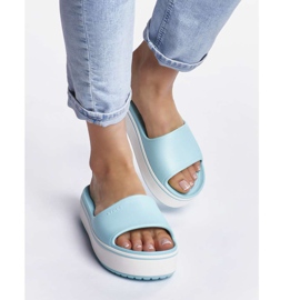 Crocs Krokband Plattform Slide 4JE Ice Blue Ice Blue blå