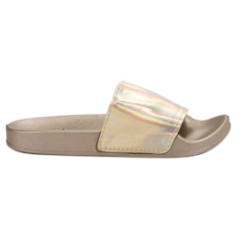 Small Swan Trendiga gyllene tofflor beige