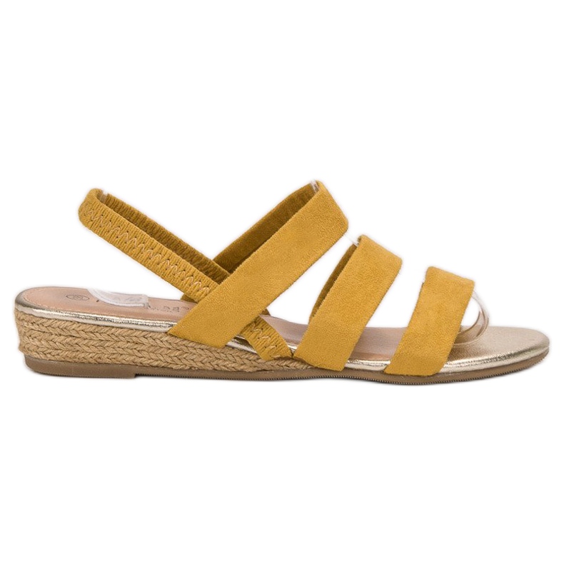 Fama Sandaler i mocka med elastiskt band gul
