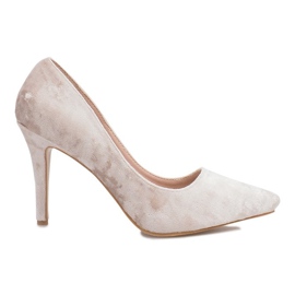 Francines Beige Velour Heels