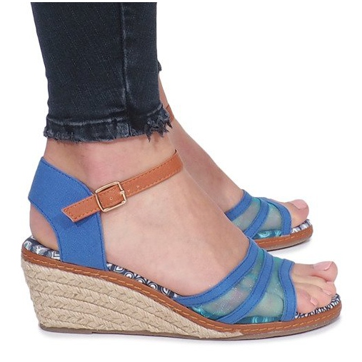 Blå sandaler på Monro låg kilklack