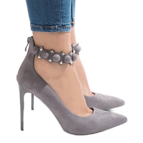 Grå högklackade sandaler LE033P