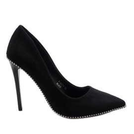 Svart mocka stilettos P-6378