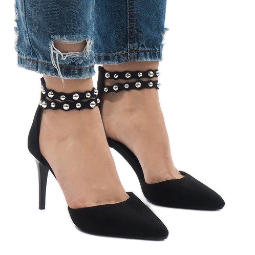 Svarta högklackade sandaler B-51