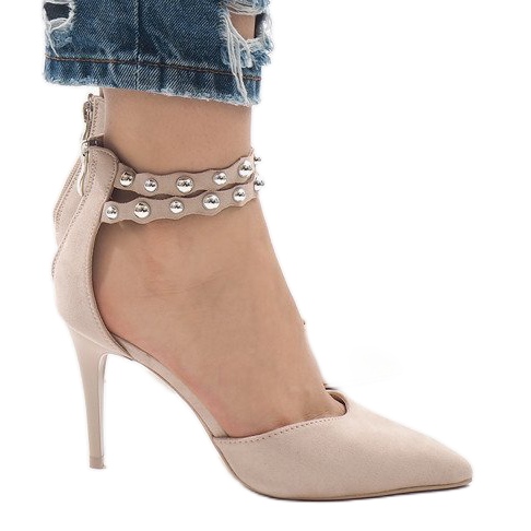 Beige sandaler med höga klackar B-51