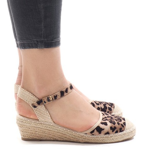 Leopard wedge sandaler espadrilles LLI-3M88-51 mångfärgad