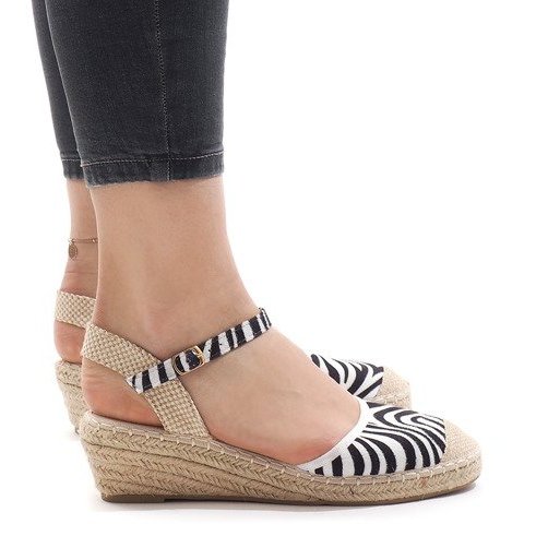 Zebra kil sandaler espadrilles LLI-3M88-7 vit svart