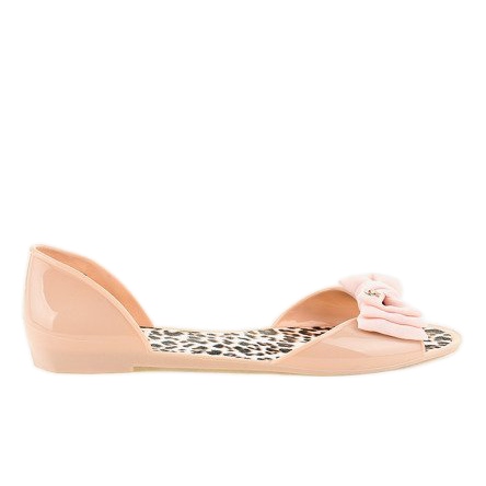 Beige melissagummiballerinor med rosett DD506-2