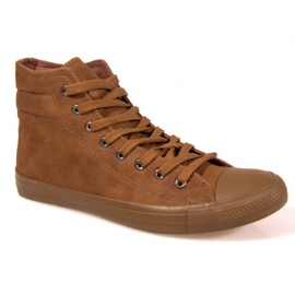 Läderhöga sneakers 202 Camel brun