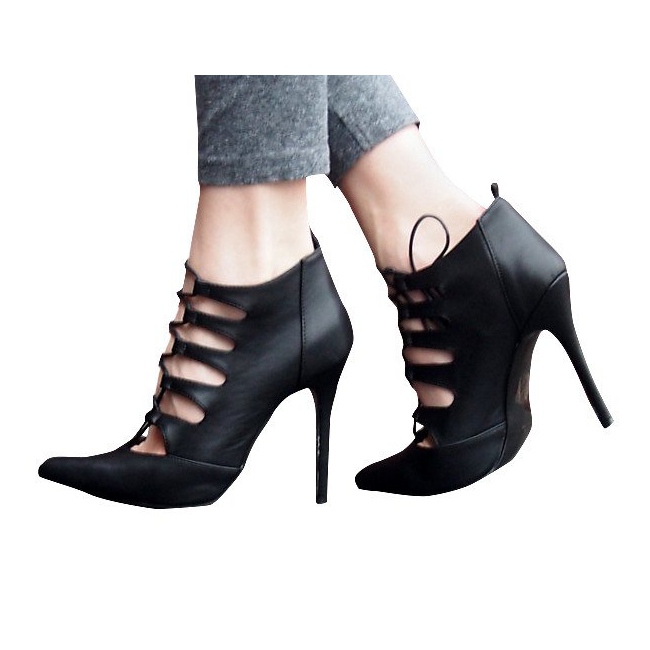 Rikt dekorerade höga sandaler 11033-1 svart