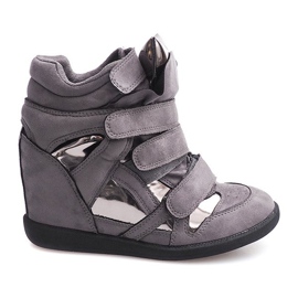 Wedge Sneakers Med kardborreband 6041 Grå