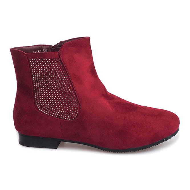 Suede Booties Jodhpur 7-133 Claret röd
