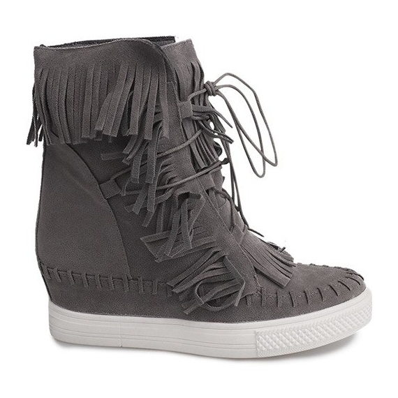 Wedge Sneakers With Fringes Boho 7A1453 Grå