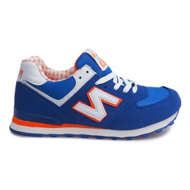 Sportowe Sneakers JK-33 ROYAL / WHITE / ORANGE blå