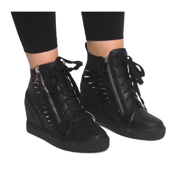 Openwork Wedge Sneakers HQ881 Svart