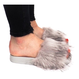 Tofflor Med Päls HN51-5 Grå