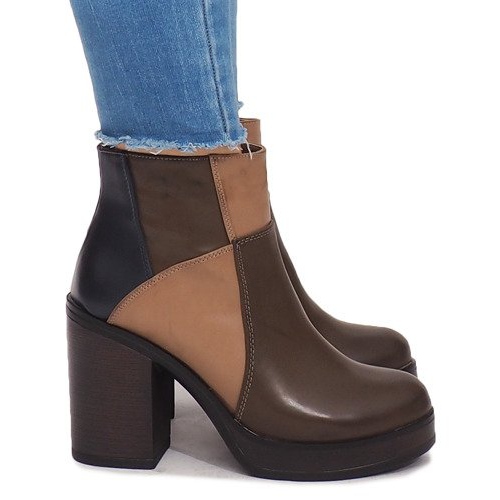 Stövlar på häl med elastisk YBS280 khaki mångfärgad grön