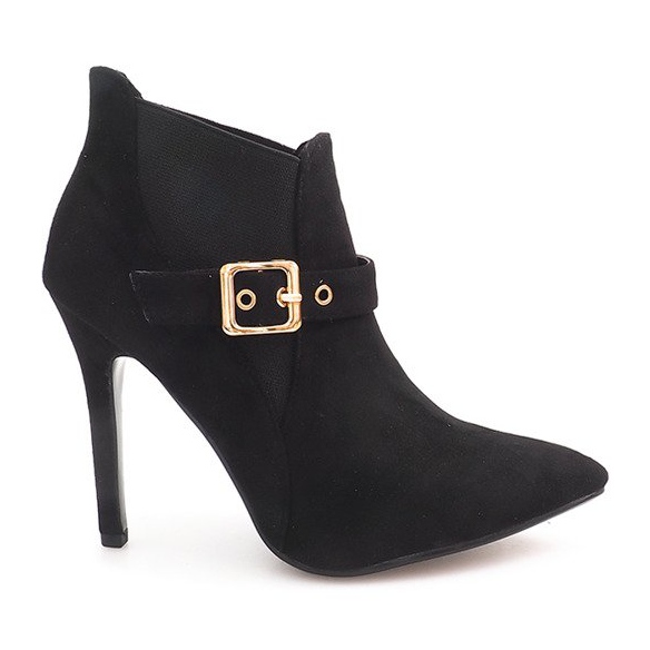 Stövlar på högklackad mocka PK097 svart