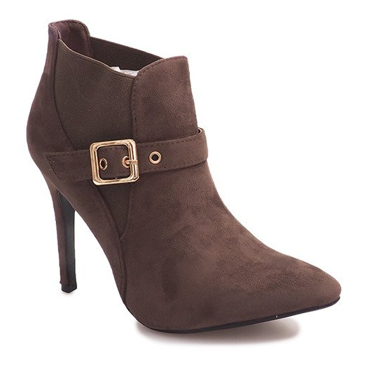 Stövlar på högklackig mocka PK097 khaki mångfärgad grön