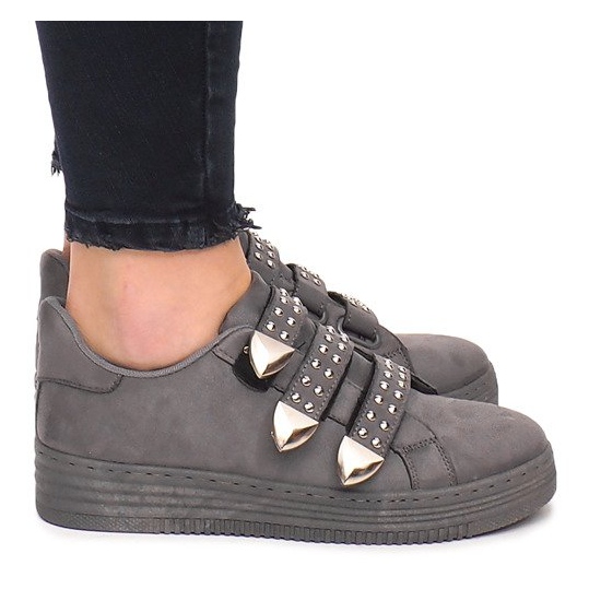 Sneakers Med kardborreband med paljetter AB-3 Grå