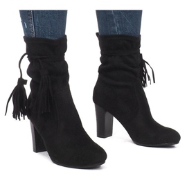 Isabelle Black Fringed Booties svart