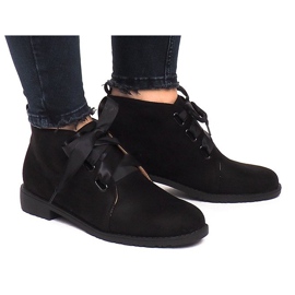 Suede Booties Bows 100-815 Svart