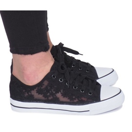 Black Impress openwork sneakers svart