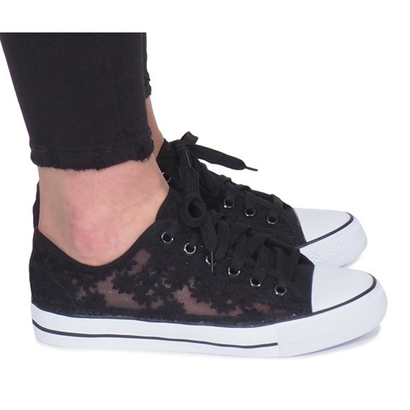 Black Impress openwork sneakers svart