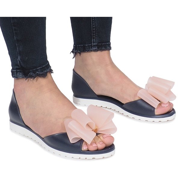 Meliski Flower City marinblå sandaler rosa