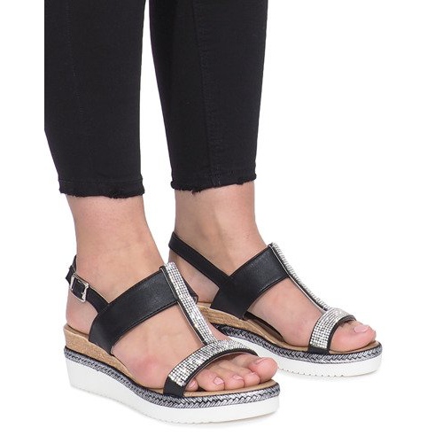 Svart kil sandaler Sixth Sens