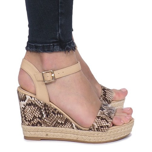 Beige kile sandaler Upptagen espadriller