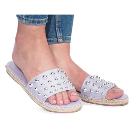 Viola tofflor med Mocate dubbar purpur