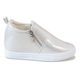 Silver snygga sneakers på kilen DD383-2 grå