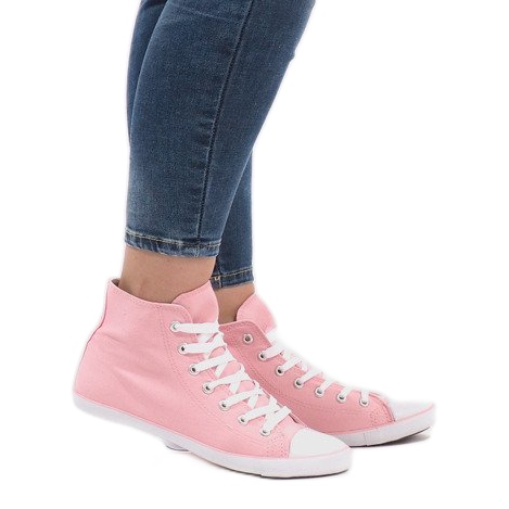 Rosa tyghöga sneakers 7-1017