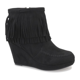 Svarta ankelboots i mocka boho LM-653