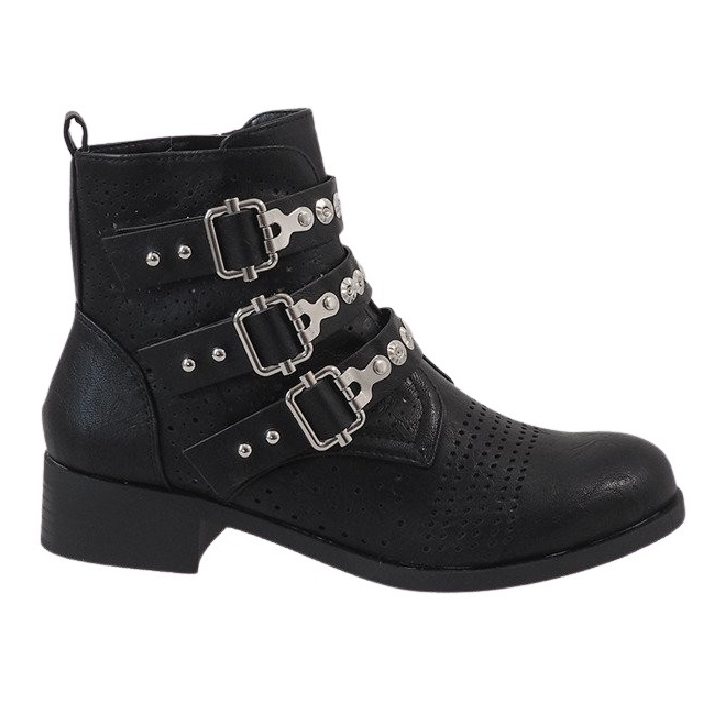 Svarta stövlar med spännen 7168-PA