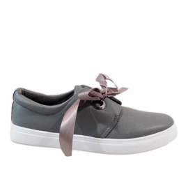 Grå sneakers med rosett 3057-3